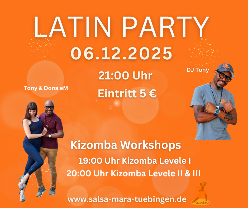 Latin Party jeden ersten Samstag mit DJ Tony Gomes aus Stuttgart