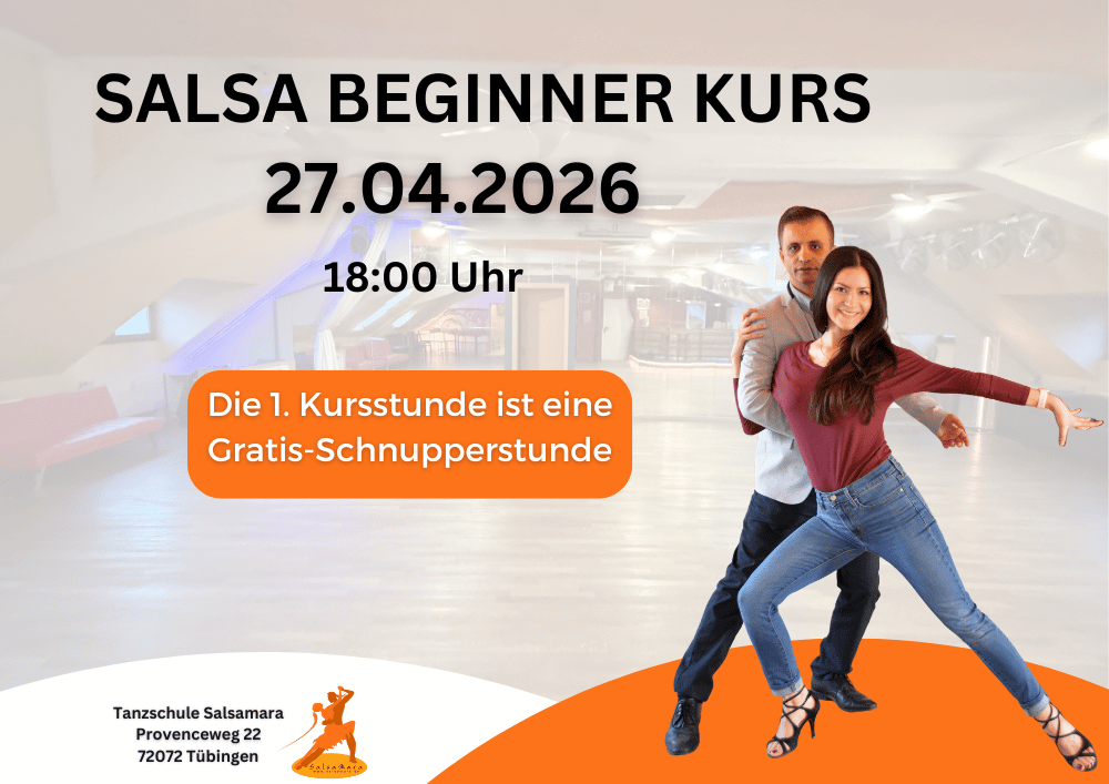 Salsa-Anfänger üben Grundschritte beim Kurs am 27. April 2026 in Tübingen